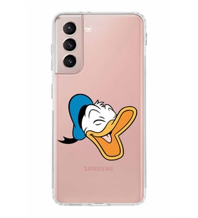 Samsung Galaxy S21  Kamera Korumalı Kapak Donald Duck Tasarımlı  Şeffaf  Kılıf