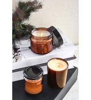 3'lü Set Mum Amber Camda Kokulu Soya Wax Mum Seti (Çok Renkli)