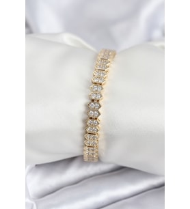 Pirinç VIP Seri Gold Renk Zirkon Taşlı Kadın Bileklik - TJ-BB7920