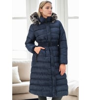 Dewberry Kadın %100 Polyester Kaban Lacivert Z9779 Günlük Dış Giyim, Şehir ve Ofis Stili, Hafta Sonu Kombini
