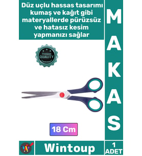 #Makas Keskin Çelik Ağızlı Ergonomik Plastik Saplı Terzi Hobi Kumaş Kağıt Kesme El İşi Makas 18 Cm