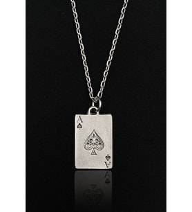 Maça As Poker Iskambil Model 925 Ayar Gümüş Kaplama Erkek Kadın Kolye