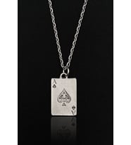 Maça As Poker Iskambil Model 925 Ayar Gümüş Kaplama Erkek Kadın Kolye