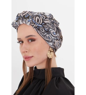 Taş Pratik Hazır Geçmeli Tesettür Bone Kesik Elyaf Retro Desenli 2409_46