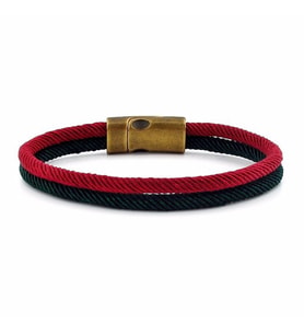 BORDO YEŞİL İKİ SIRALI METAL MIKNATIS ERKEK BİLEKLİK M014V