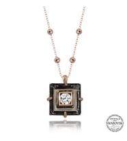 Swarovski Crystal Taşlı Rose Top Zincir Siyah Elmas Gümüş Kadın Kolye