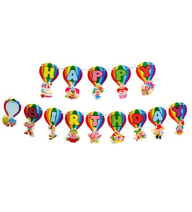 Palyaço Temalı Banner Happy Birthday Banner Yazısı Doğum Günü Süs-