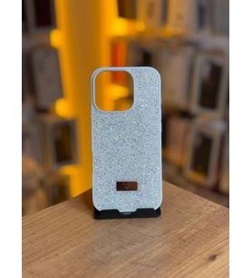 İPhone 16 Pro Uyumlu Taş Desenli Silikon Yumuşak Kılıf (Beyaz)