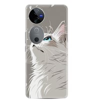 Vivo V40 5G Kılıf Boutique Baskılı Resimli Beyaz Kedi Pcode -061