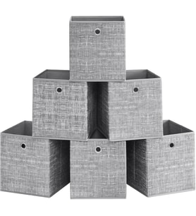 Songmics Saklama Kutusu, 6'Lı Set, Saplı Dokusuz Kumaş Düzenleme Kutuları, Kutu Saklama, 26 X 26 X 2 (Çok Renkli)