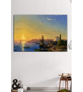 Nostaljik boğaz manzarası, dekoratif kanvas tablo, resim