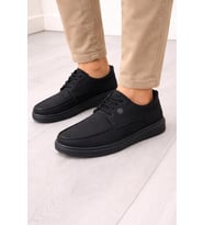 Trendyshose  MK  07103 Suni Deri Rahat Garantili Ayakkabı (Siyah)