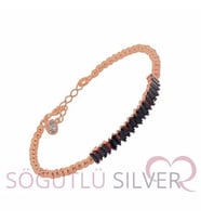 Söğütlü Silver baget siyah taşlı toplu bilezik