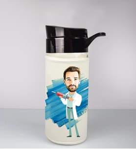 Kişiye Özel Karikatür Tasarım Özel Koruma Kılıflı Cam Matara 96080
