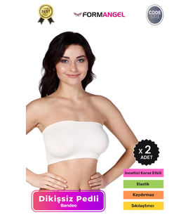#Bandeo Seamless Toparlayıcı Kadın Basic Örme Dikişsiz Pedli Bandeo Büstiyer - 2 Adet (Ten)