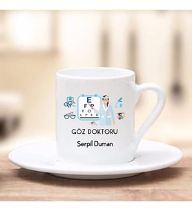 Bayan Göz Doktoru Türk Kahve Fincanı (Beyaz)