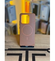 Redmi Note 14 Uyumlu MagSafe Özellikli Premium Deri Görünümlü Kılıf (Kahverengi)