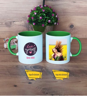 Love Yourself Kupa Bardak Yeşil Fotoğraflı Motto