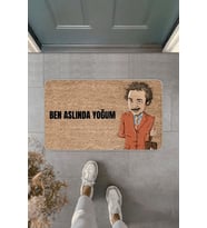 Bej Komik Ben Aslında Yoğum Kapı Önü Paspası KP40