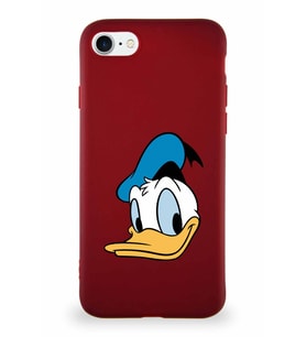 Apple iPhone SE 2020 Soft Premier Kapak Donald Duck-B Tasarımlı Silikon Kılıf - Mürdüm (Şeffaf)