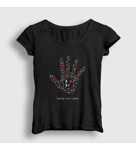 Presmono Kadın Siyah Guns Twenty One Pilots T-Shirt 119641tt