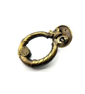Antika Tarz Dekoratif Pirinç Saray Kapı Tokmağı, Taktak - 97mm, Antik (Standart)