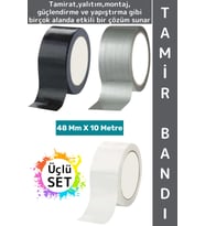#TamirBandı Suya Neme Küfe Toza Dayanıklı Çok Amaçlı Montaj Onarım Bantı 48 mm x 10 Metre Üçlü SET