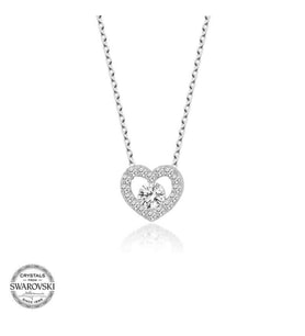Swarovski Taşlı Gümüş Kalp Bayan Kolye