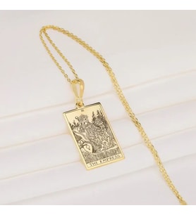 Kişiye Özel 925 Ayar Gümüş The Empress Tarot Kart Kolye (Gold)