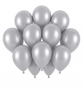 Gümüş Renk Lateks Pastel Balon (30 cm) - 12 Adet