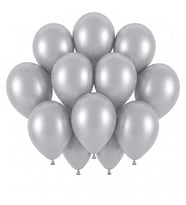 Gümüş Renk Lateks Pastel Balon (30 cm) - 12 Adet