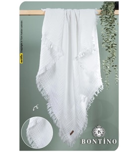 Bontino 4 Katlı %100 Pamuk Müslin Bebek Battaniyesi Saçaklı Çok Amaçlı 110x90 cm