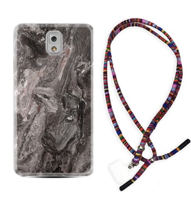 Samsung Note 3 4 5 8 9 20 Ultra 10 Lite Kılıf Boyun Asklı Rasta Silikon Gri Mermer 1376