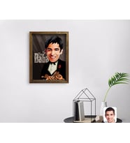 BK Gift Kişiye Özel Godfather Baba Karikatürlü Doğal Masif Ahşap Çerçeveli Tablo 45x65cm-5