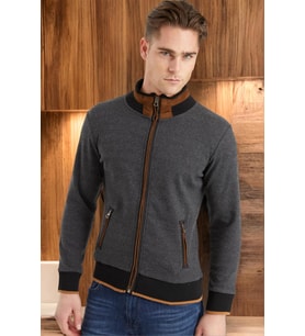 1021 DEWBERRY ERKEK SWEATSHIRT-AÇIK DİAGONAL ANTRASİT