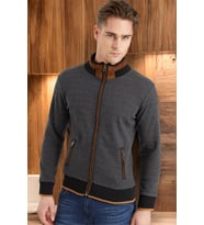1021 DEWBERRY ERKEK SWEATSHIRT-AÇIK DİAGONAL ANTRASİT