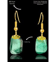Sertifikalı Amorf Model Yeşil Florit Taşı Küpe - Gold Renkli