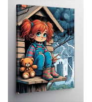 Kanvas Tablo Küçük Kız Ve Peluş Ayı