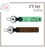 Minnoş ve Mistik, Kedili Stil, Kişisel Yazılı Anahtarlık Hediyesi, Açık Yeşil-Açık Kahve