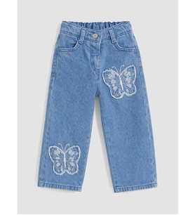 LCW Kids İndigo Nakışlı Kız Çocuk Jean Pantolon