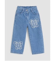 LCW Kids İndigo Nakışlı Kız Çocuk Jean Pantolon