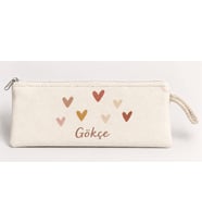 Kişiye Özel Renkli Kalpler Baskılı Fermuarlı Clutch El Çantası Makyaj Çantası