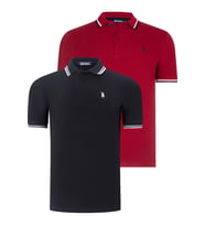 İKİLİ SET T8594 DEWBERRY ERKEK T-SHIRT-SİYAH-BORDO