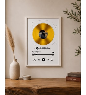 Kişiye Özel Altın Plak Spotify Barkodlu Tasarımlı Tablo Sevgili Arkadaş Özel Gün Tablo