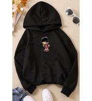 Çocuk Chen Baskılı Sweatshirt (Siyah)