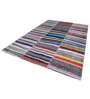 Kırmızı Kilim Etnik Çizgili Desenli Doğal El Dokuma Salon Kilimi Çocuk Koridor Mutfak