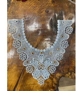 15X32 CM ZİRKON TAŞLI HALKALI GİYİM YAKA DİKİŞ HOBİ APLİKE (Bebek Mavisi)