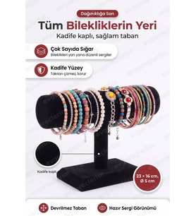 Kadife Bileklik Standı Bilezik Sergileme ve Takı Düzenleyici Organizer 23 cm