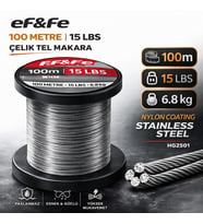 Effe HG2501 Çelik Tel Makara 100m 15Lbs 6.8kg Nylon Coating Stainless Steel