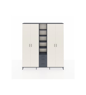 Arges Dolap 17 Raflı 3 Çekmeceli 4 Kapaklı 220x30x243 Antrasit-Aytaşı/Antrasit